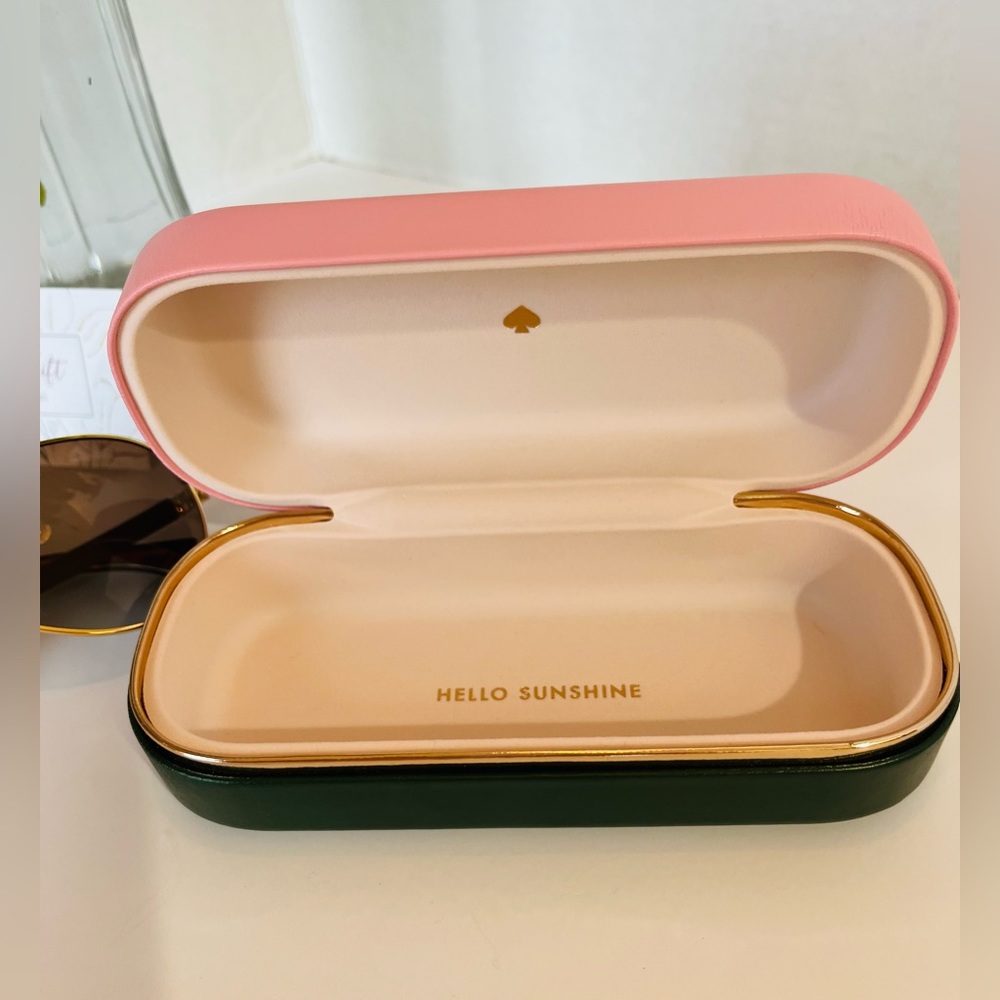 KATE SPADE Sunglass/Eye Case “Hello Sunshine”Pink/Green/Rose Gold - Picture 5 of 11